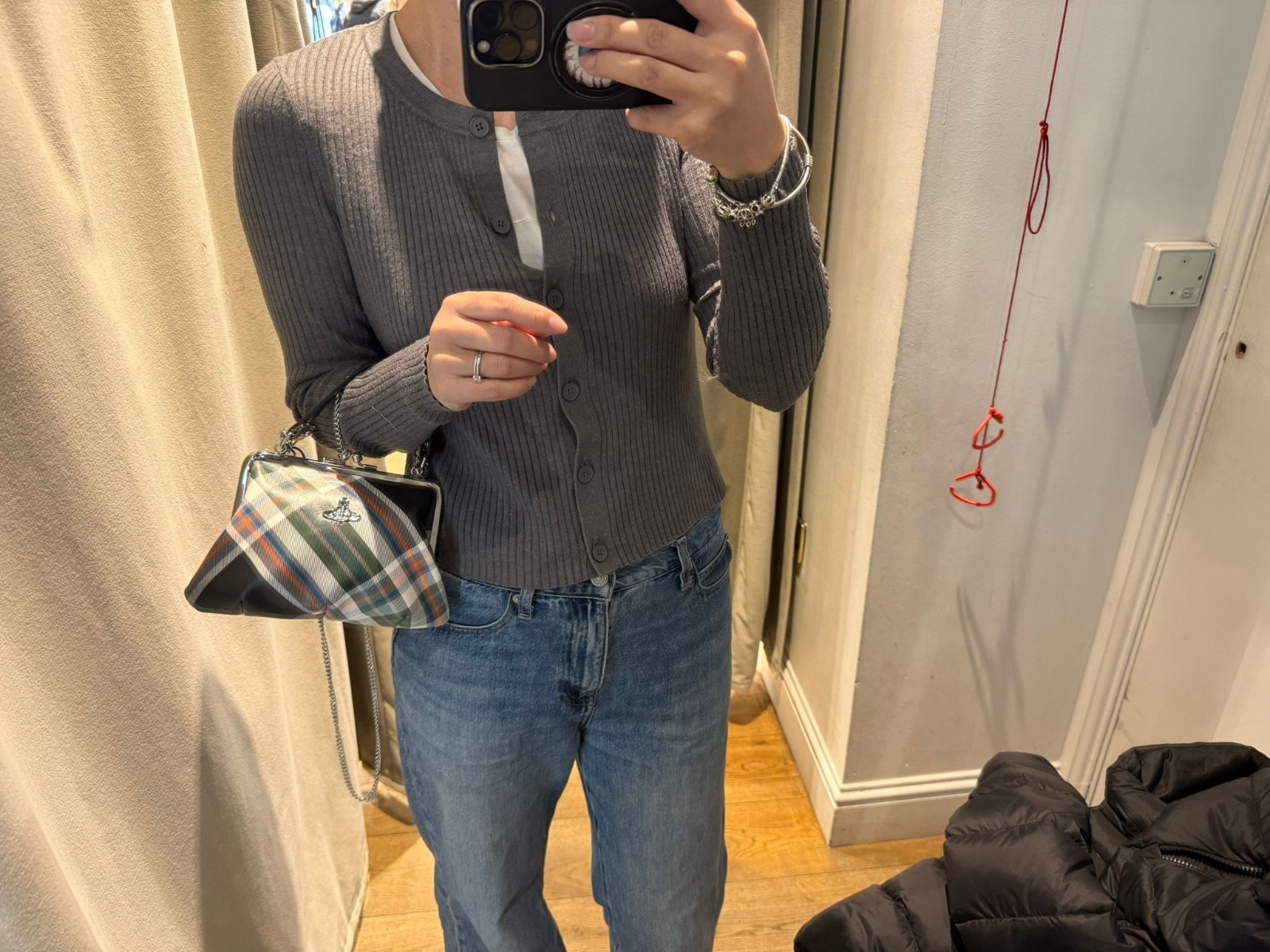 LYS01427 Vivienne Westwood 蘇格蘭格紋手拿包斜孭袋
