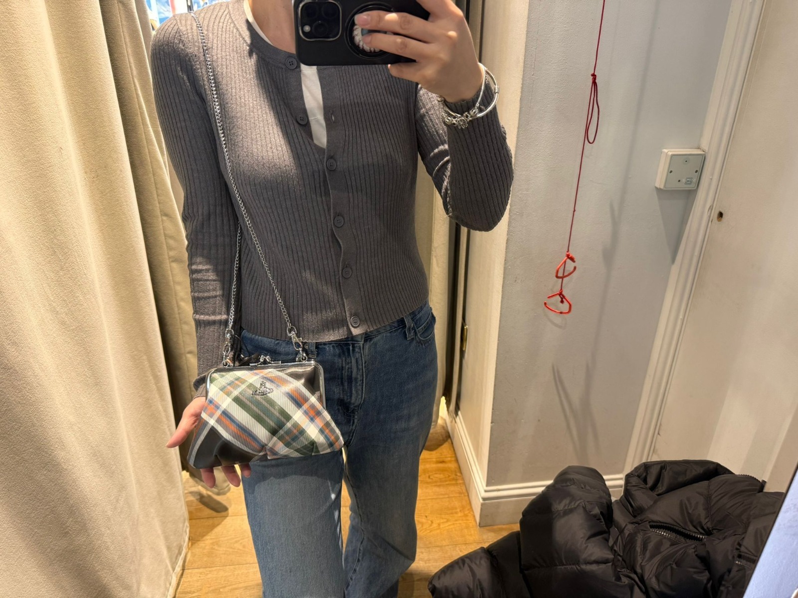LYS01427 Vivienne Westwood 蘇格蘭格紋手拿包斜孭袋