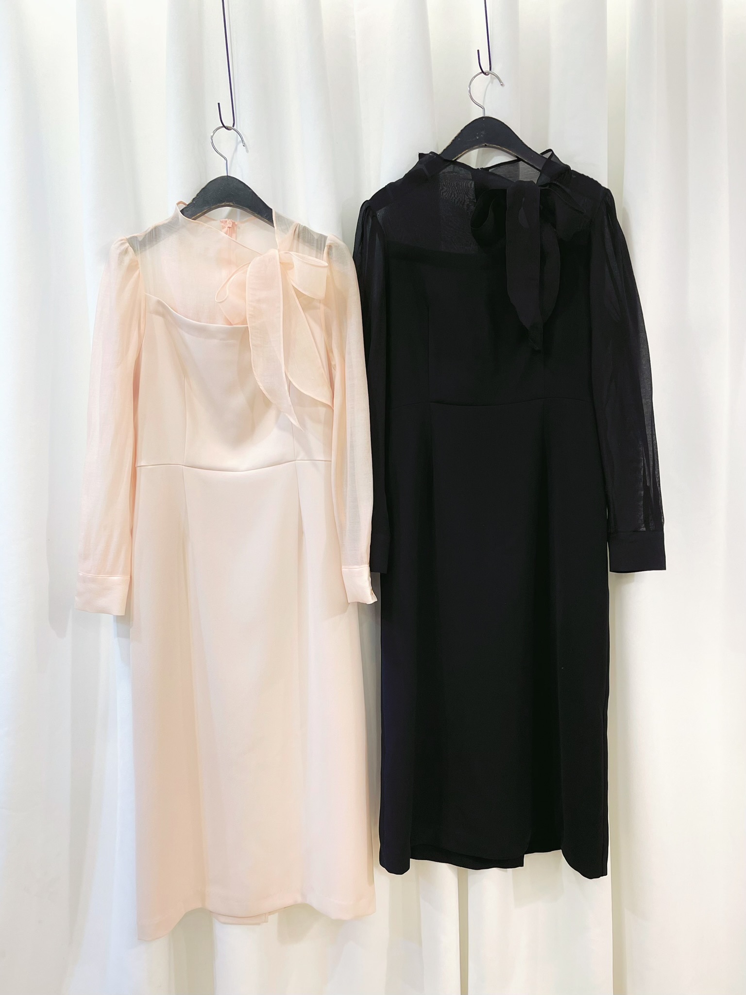 絕美領透紗綁帶合身洋