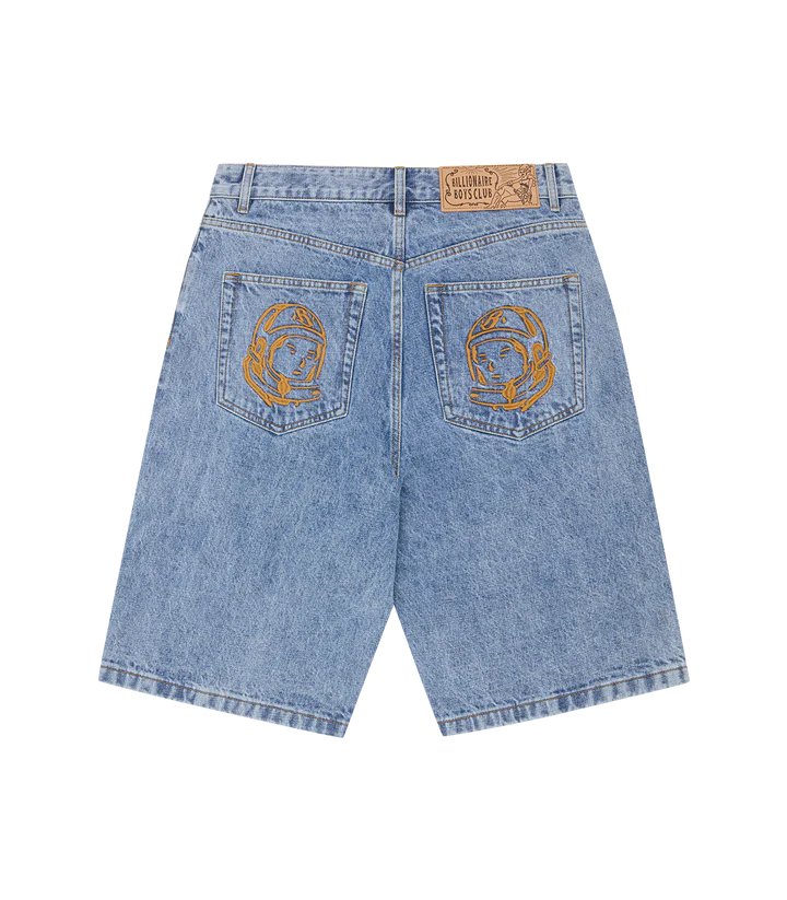 FADED ARCH LOGO DENIM SHORTS
