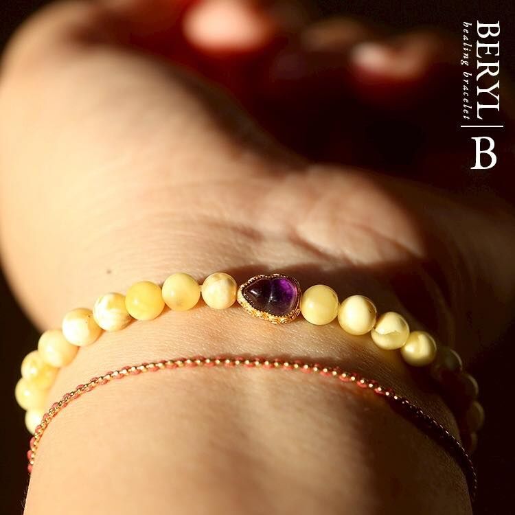 紫氣相迎・蜜蠟添福手串/ B 款｜紫晶葫蘆・納福聚氣