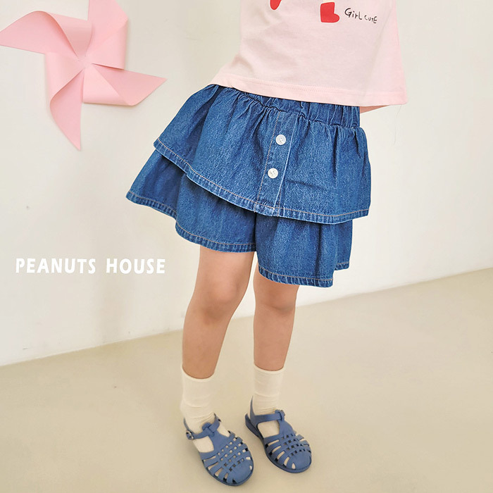 正韓夏PEANUTS 兩色蛋糕牛仔裙褲