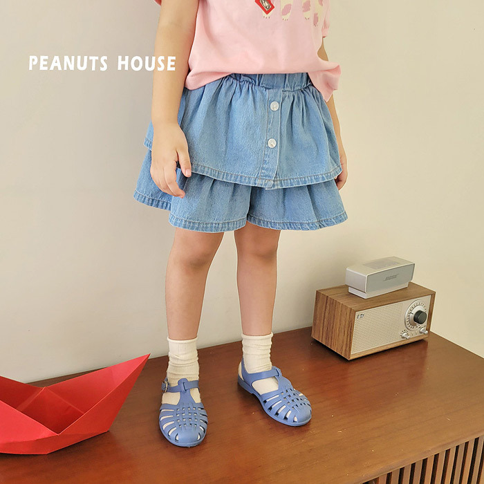 正韓夏PEANUTS 兩色蛋糕牛仔裙褲