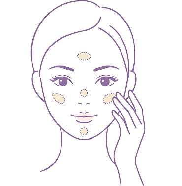 豐傑CC霜用法step2：取出CC霜輕點臉部，向外推開