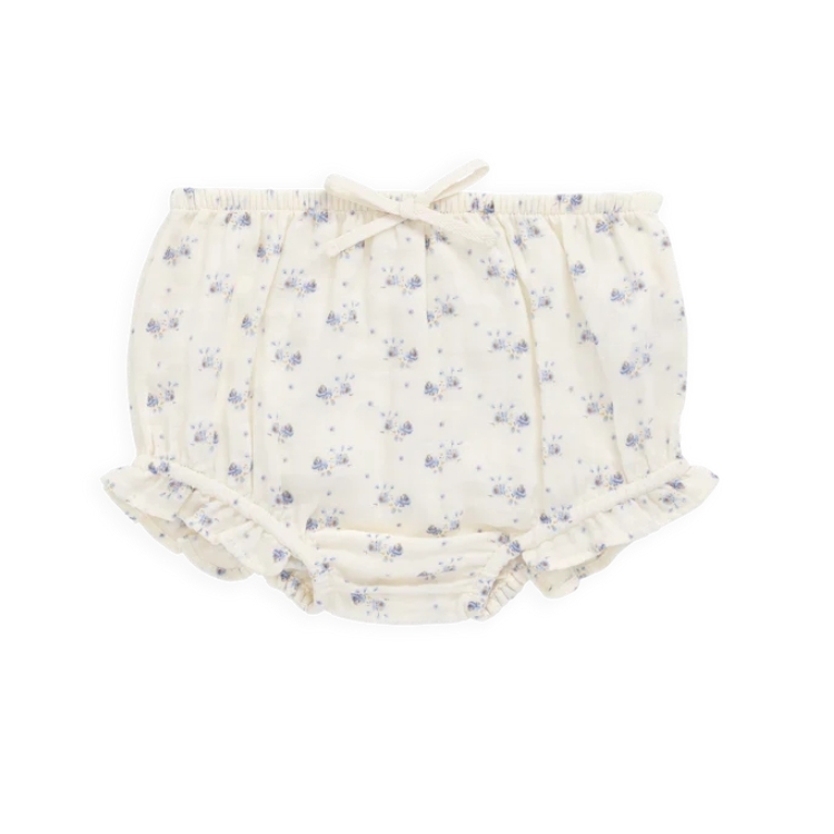 （預購）JAMIEKAY 小藍花蝴蝶結荷葉邊燈籠褲 Organic Cotton Muslin Frill Bloomer - Molly Blue
