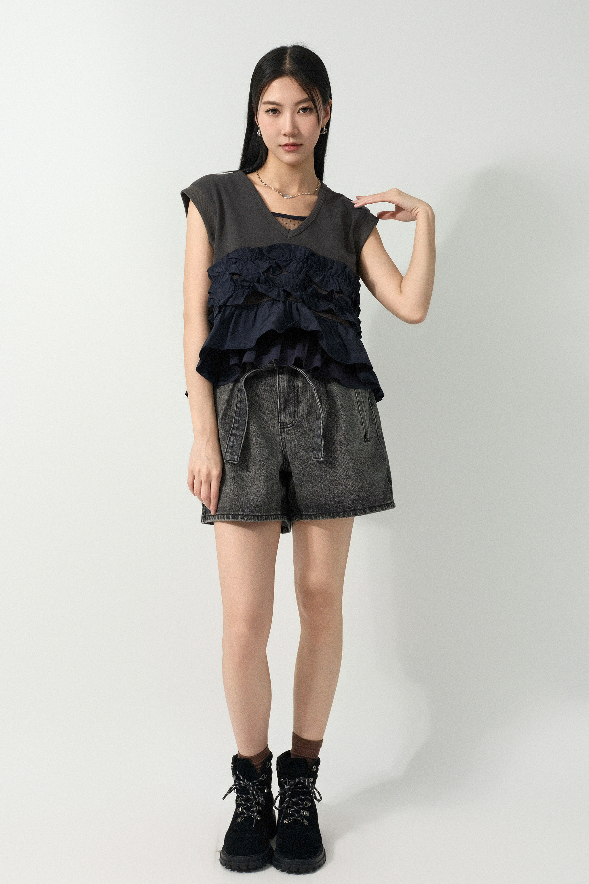 風褸荷葉腳衛衣背心 (預購產品）