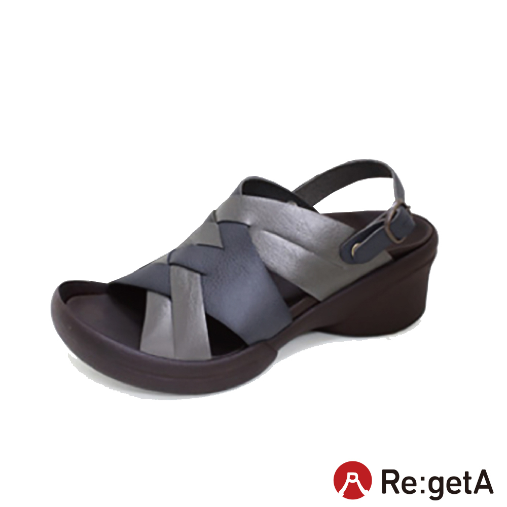 大阪樂步健康鞋 Re:getA手染兩穿式編織交叉帶後帶涼鞋R2688(DSL-深銀色)