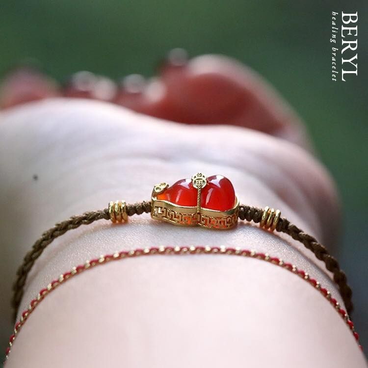 ＃母娘開光加持-天然紅玉髓葫蘆編織手繩