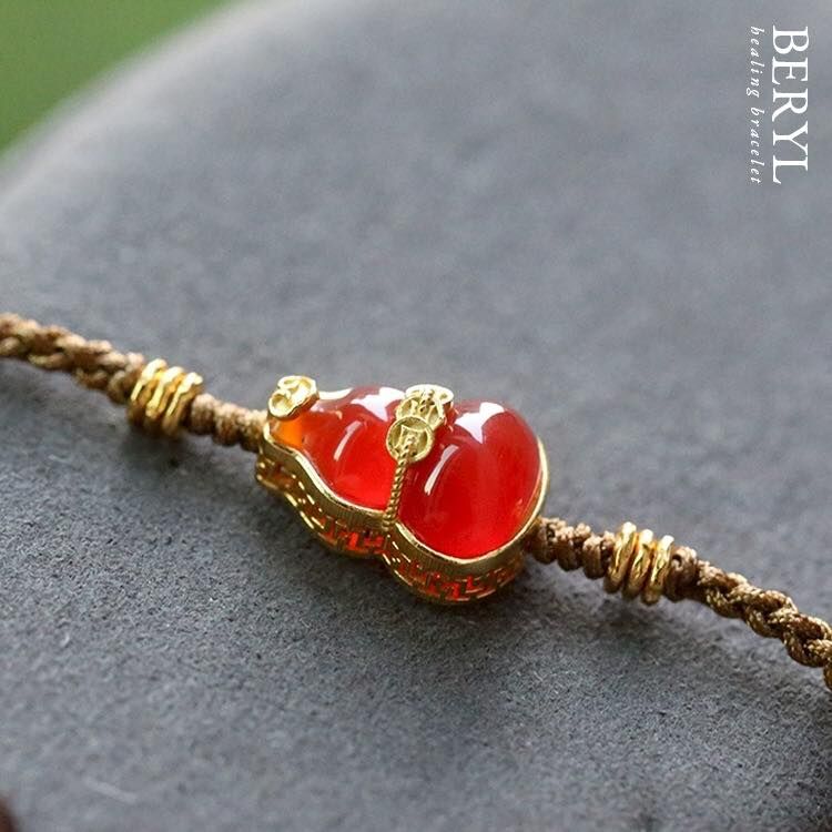 ＃母娘開光加持-天然紅玉髓葫蘆編織手繩