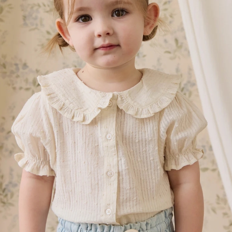 （預購）JAMIEKAY 立體點點捲邊排釦襯衫 Organic Cotton Bowie Blouse - Parchment