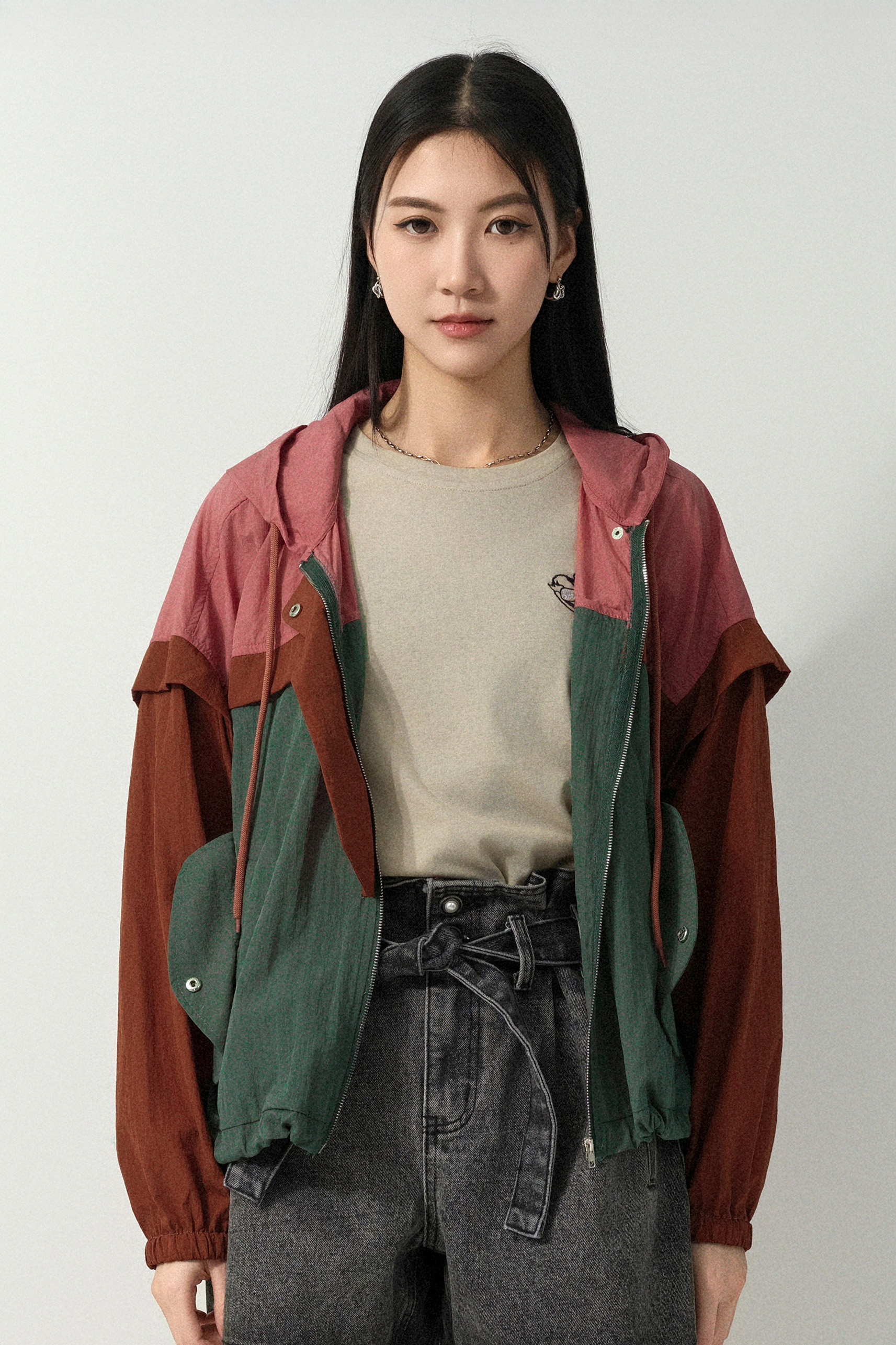 三色拼布薄風褸 (預購產品）