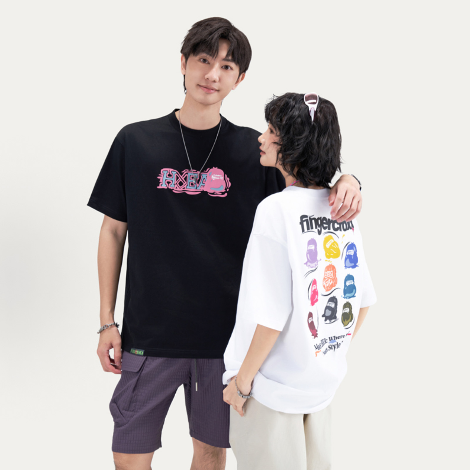 聯名款 HEA x Fingercroxx FGXX  BAPE A BATHING APE 彩色組合 猿人頭 LOGO 短袖 T恤 TEE