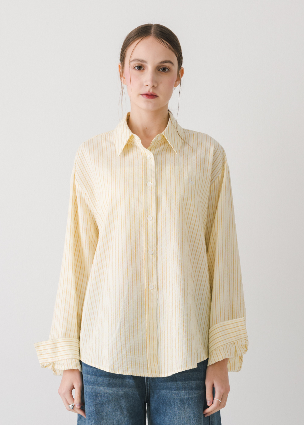 肌理感條紋修身襯衫