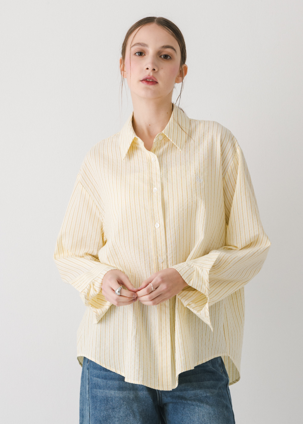 肌理感條紋修身襯衫