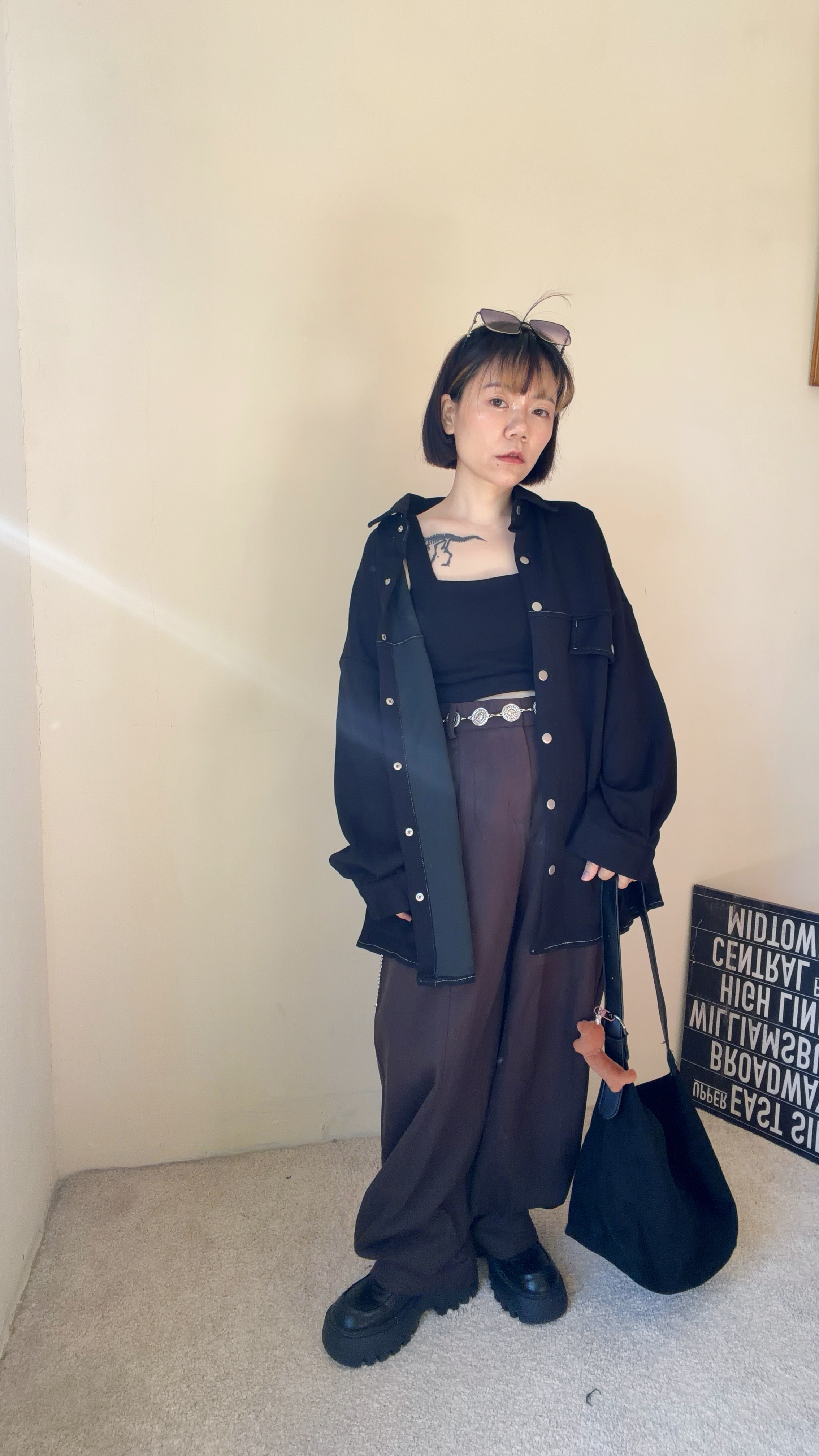 太空棉車線寬鬆襯衫外套