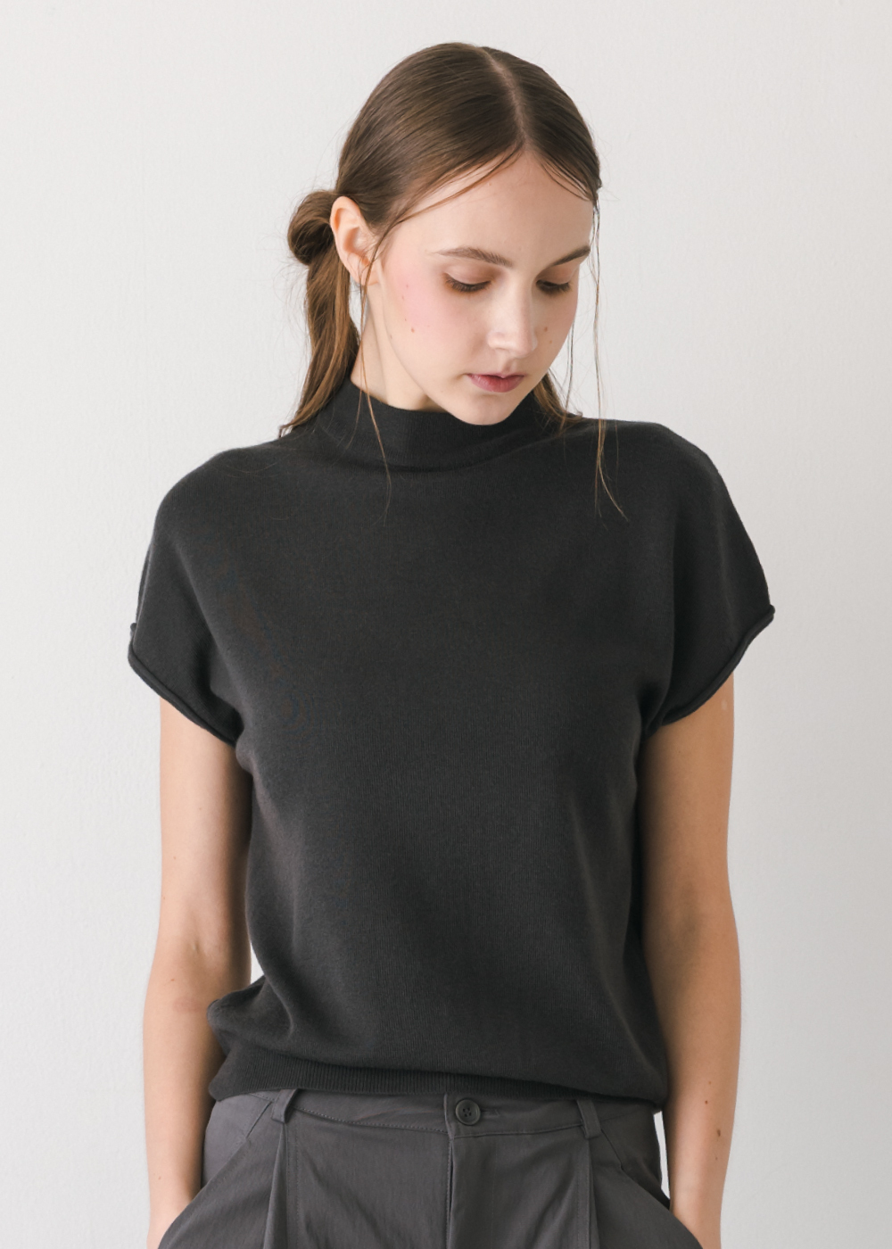 抗起球羊毛短袖針織上衣