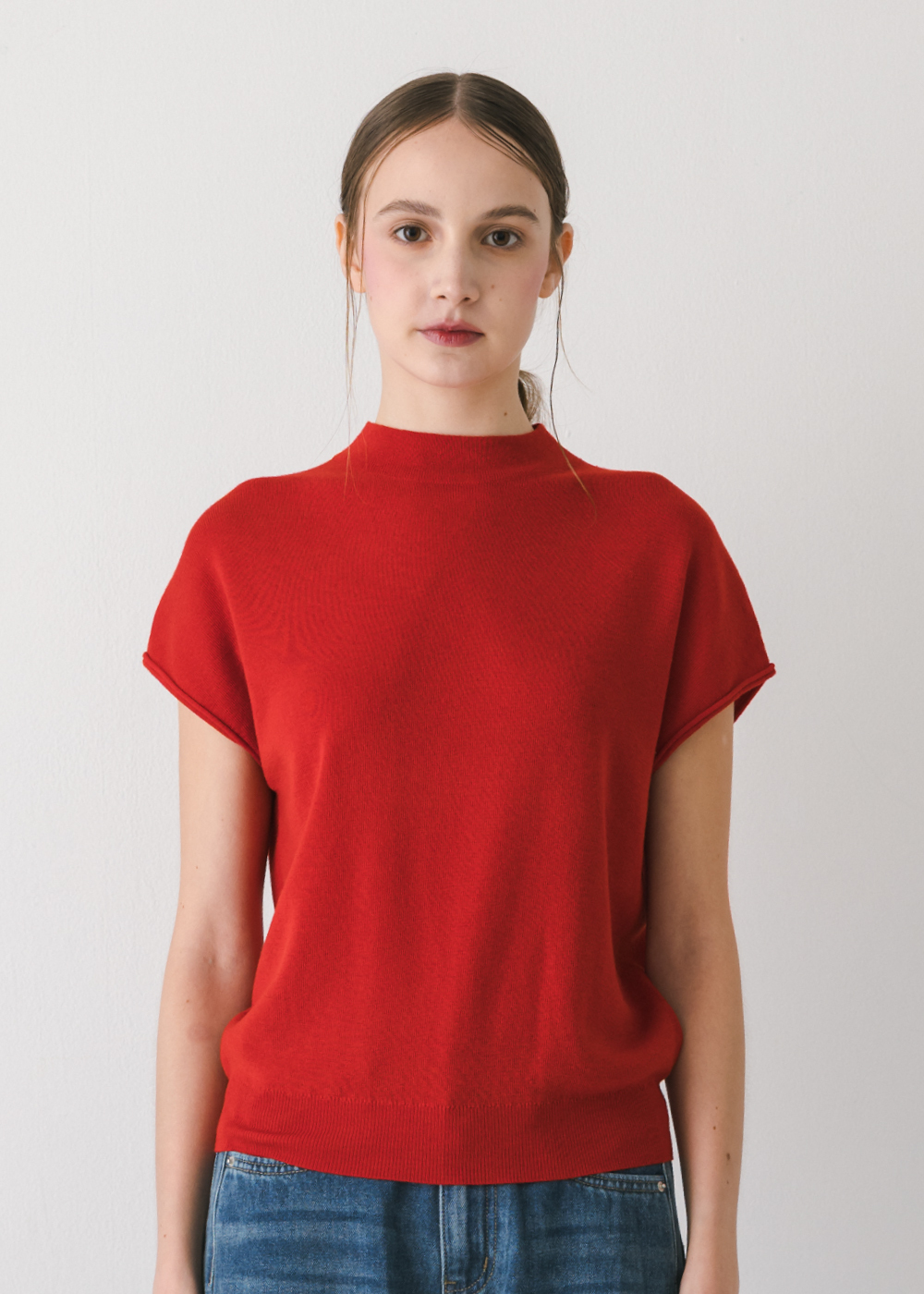 抗起球羊毛短袖針織上衣