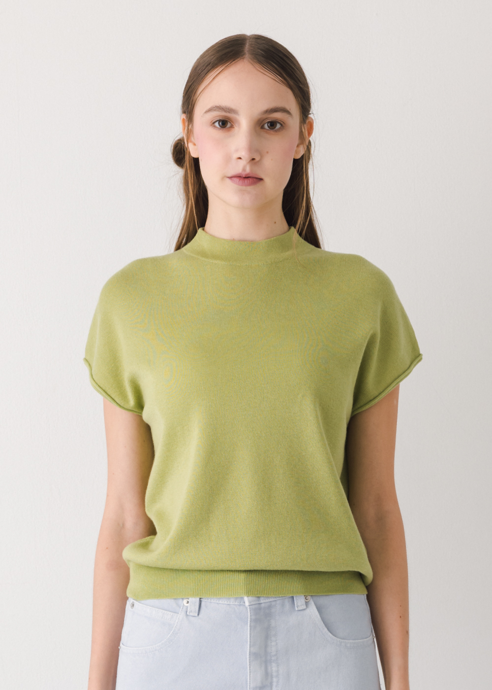 抗起球羊毛短袖針織上衣