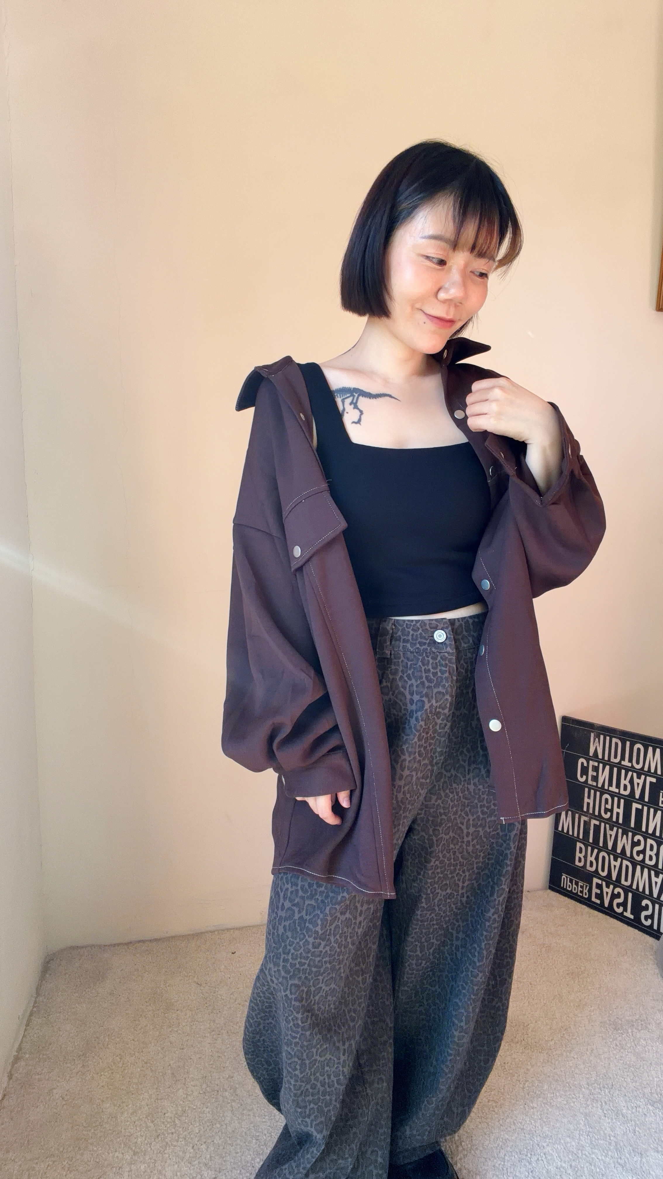 太空棉車線寬鬆襯衫外套