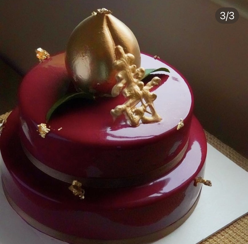 雙層（大紅壽誕+壽桃）