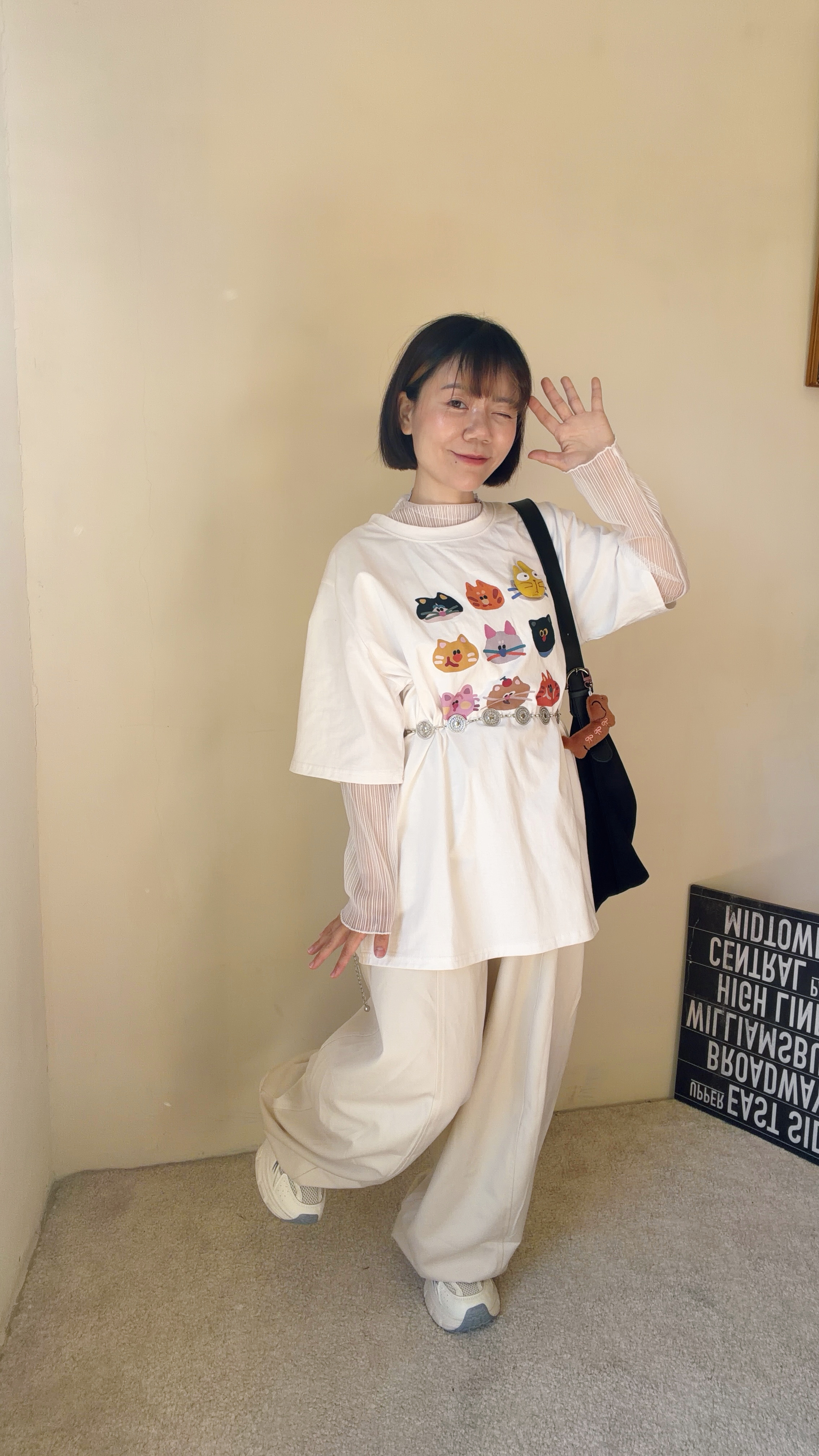 超可愛~~立體小貓印花頭像T