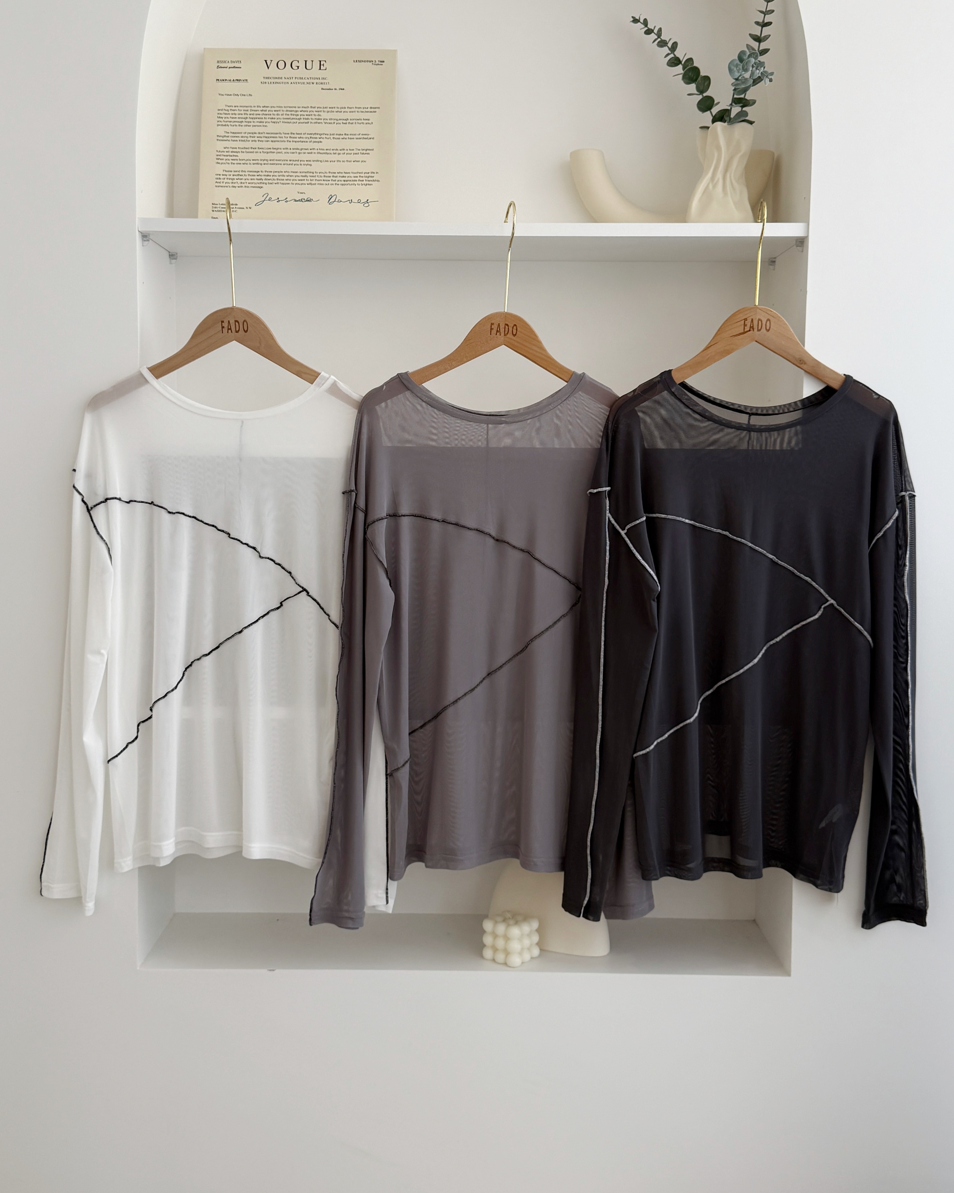 法朵Fado shop｜立體車線透膚打底衣 0315004 三色