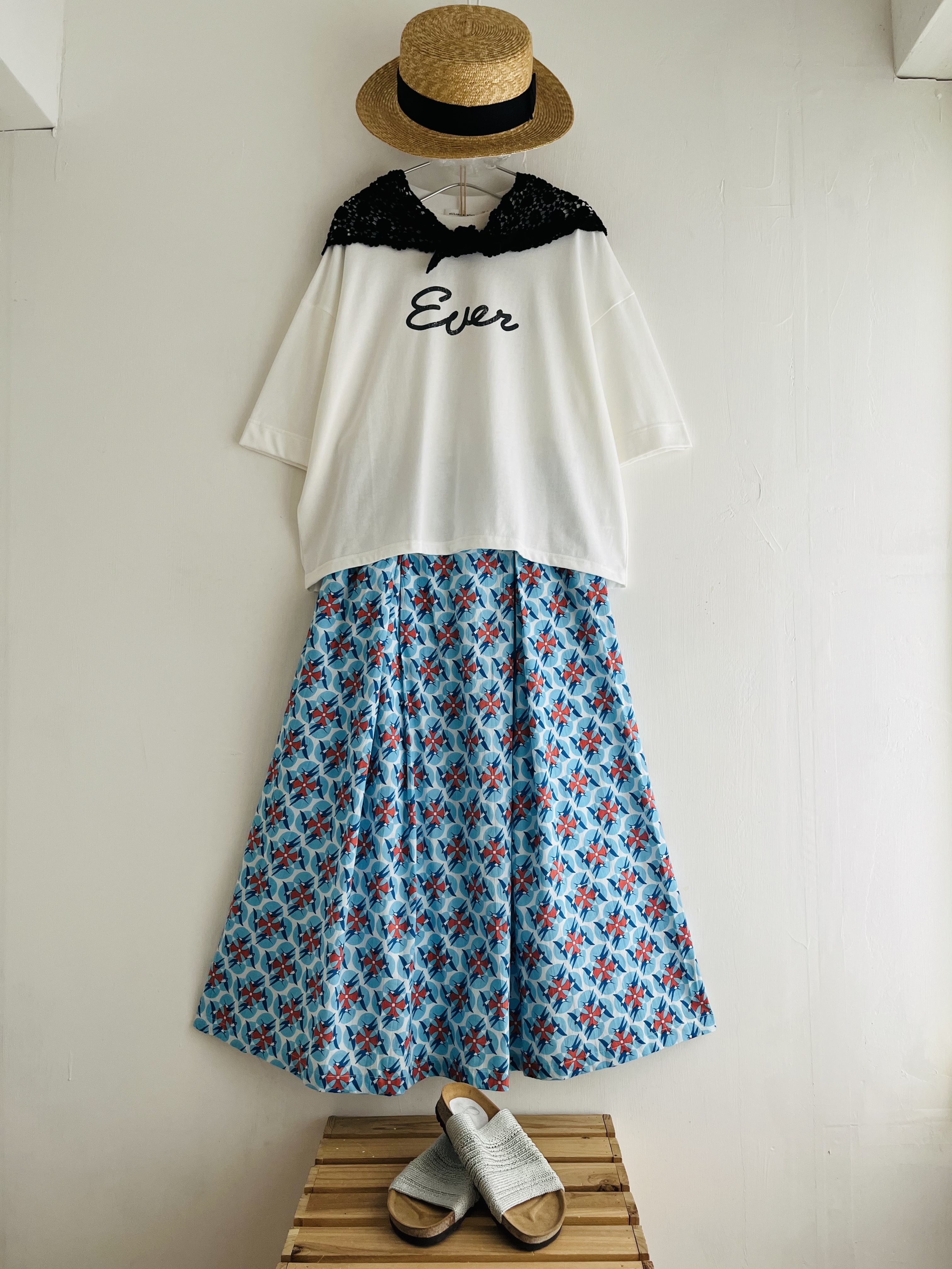 Kilki藍色花花半橡筋裙