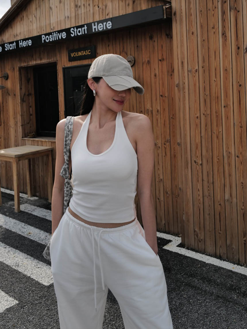 附胸墊掛脖深V螺絲背心*4色