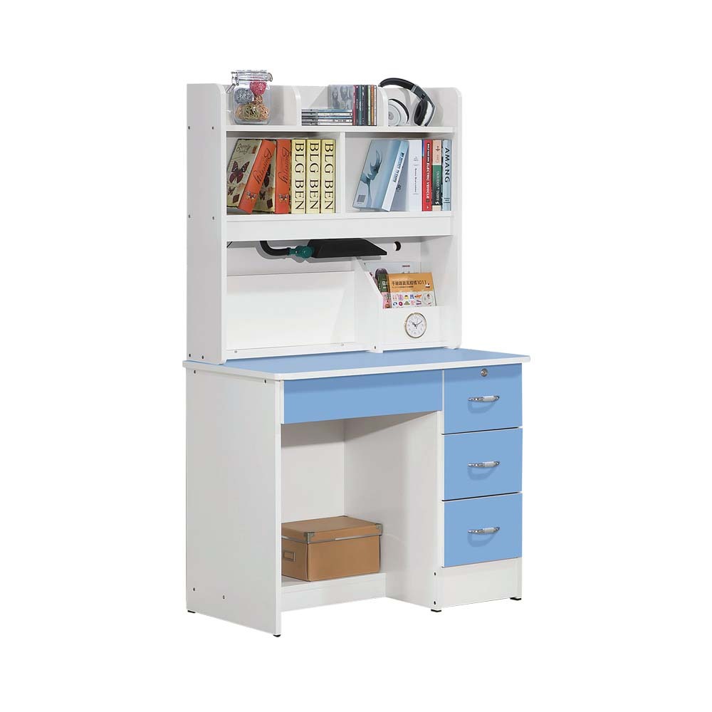 柏蒂家居-維克多3尺亮麗雙色學習書桌上+下座組(二色可選)