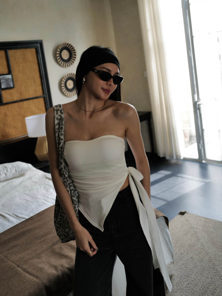 桃心領側綁帶不規則抹胸Bra top(附胸墊)*4色