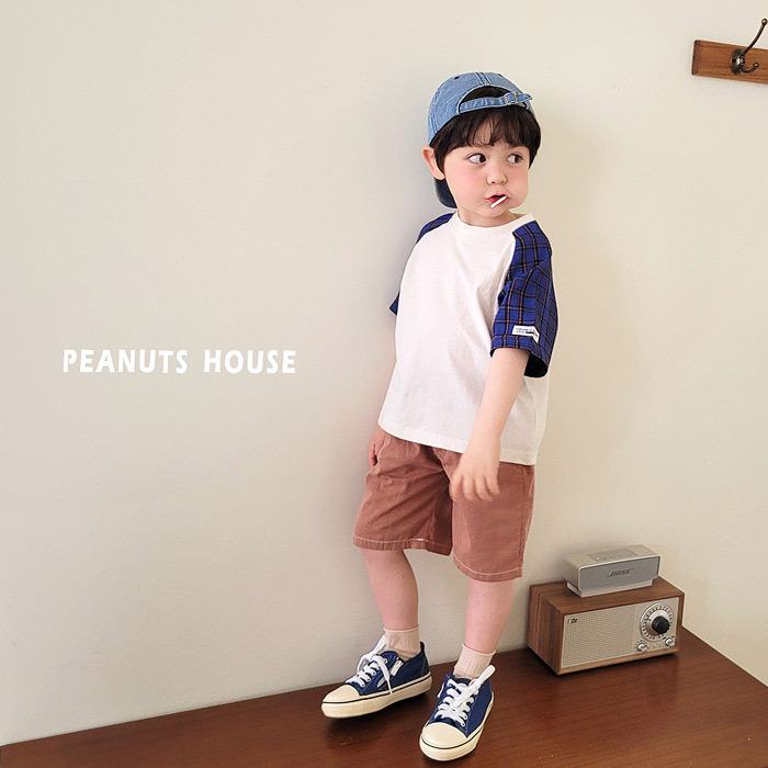 正韓夏PEANUTS 兩色英式格紋上衣
