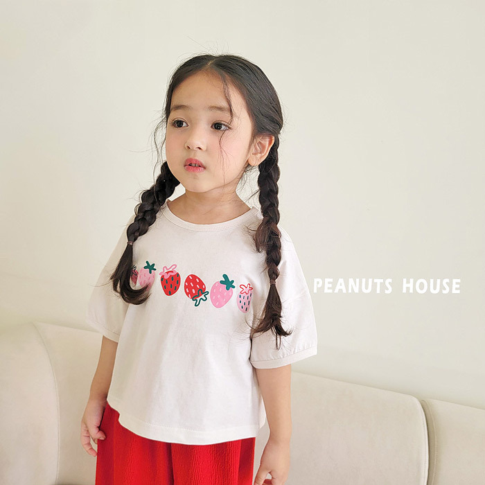 正韓夏PEANUTS 兩色草莓排排站上衣