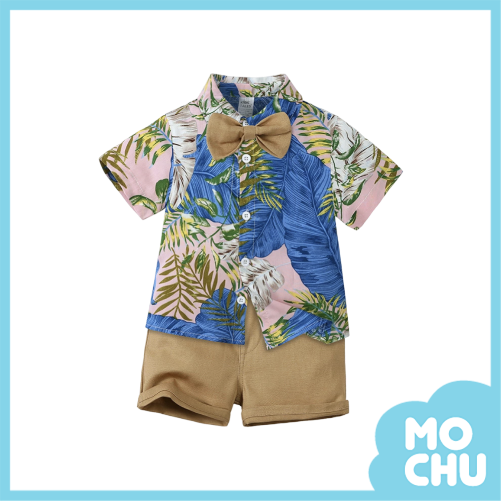 油畫風花襯衫套裝