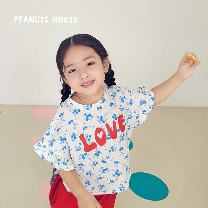 正韓夏PEANUTS 兩色碎花love上衣