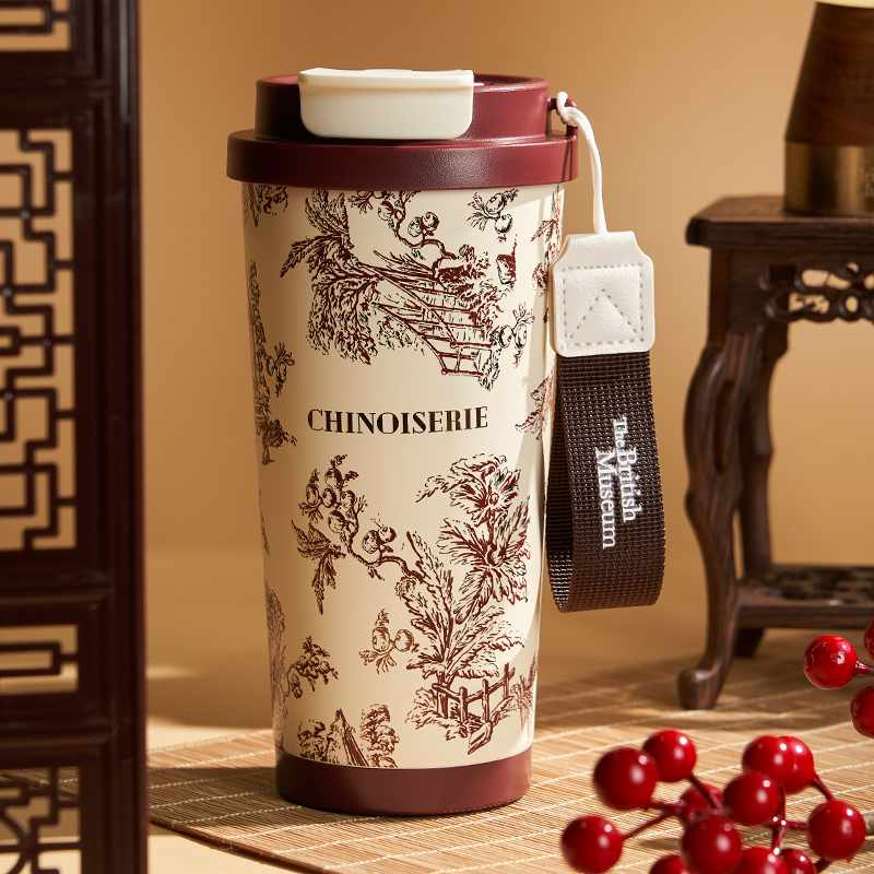 大英博物館｜東方夢境系列｜花園祕境便攜咖啡保溫杯-紅金