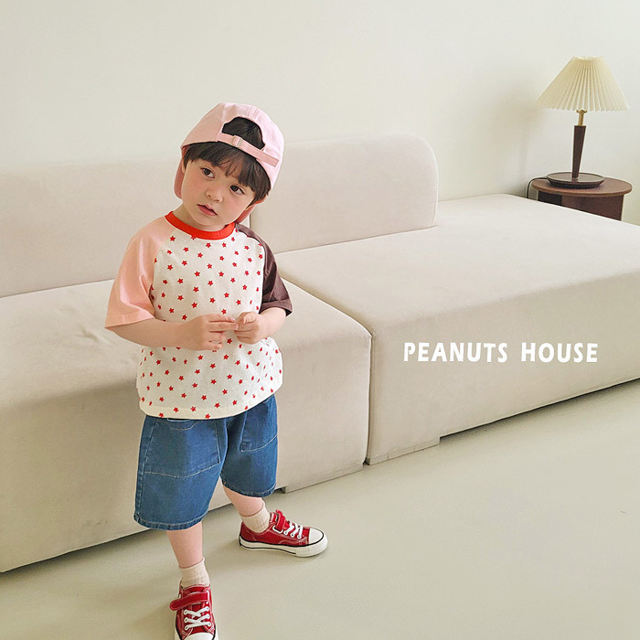 正韓夏PEANUTS 兩色星星彩色上衣