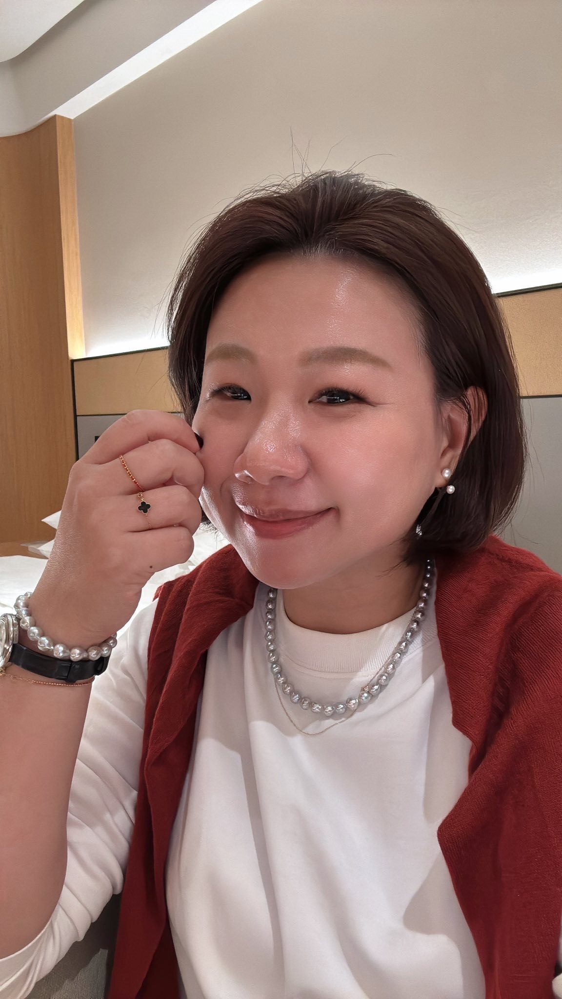 淡水極光珍珠純銀鍍金兩用耳環