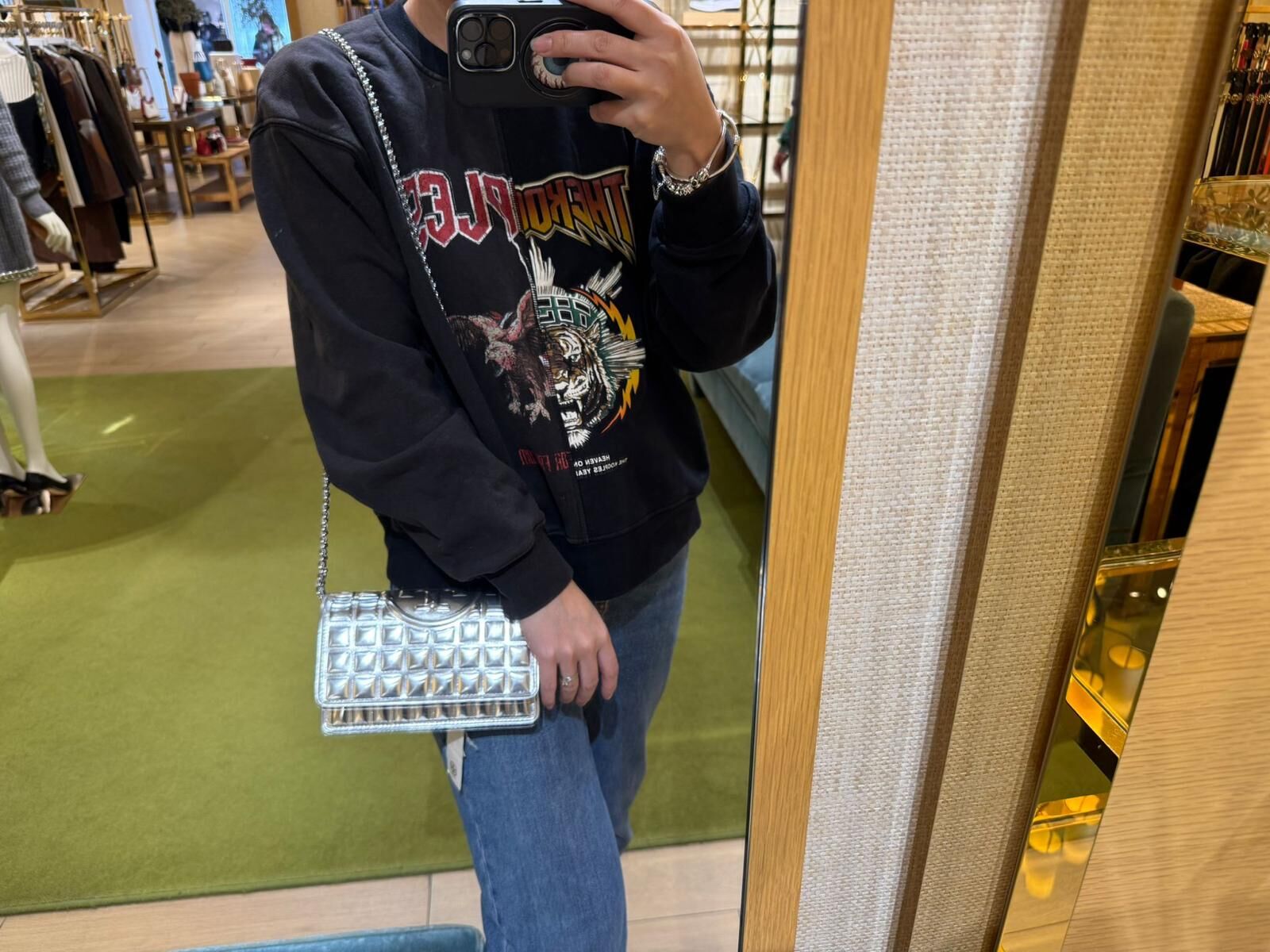 LYS01424 Tory Burch Shiny Silver Crossbody Bag