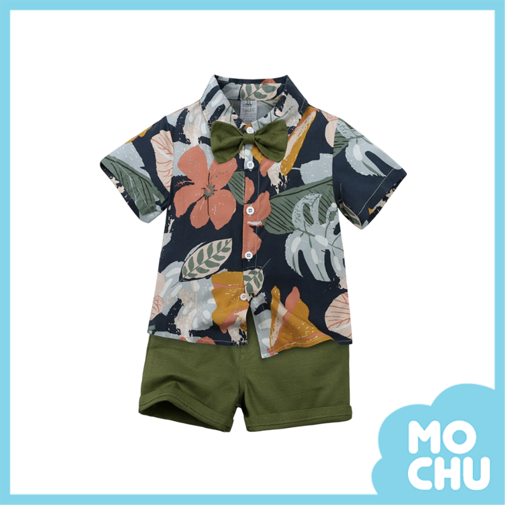 油墨花花襯衫套裝