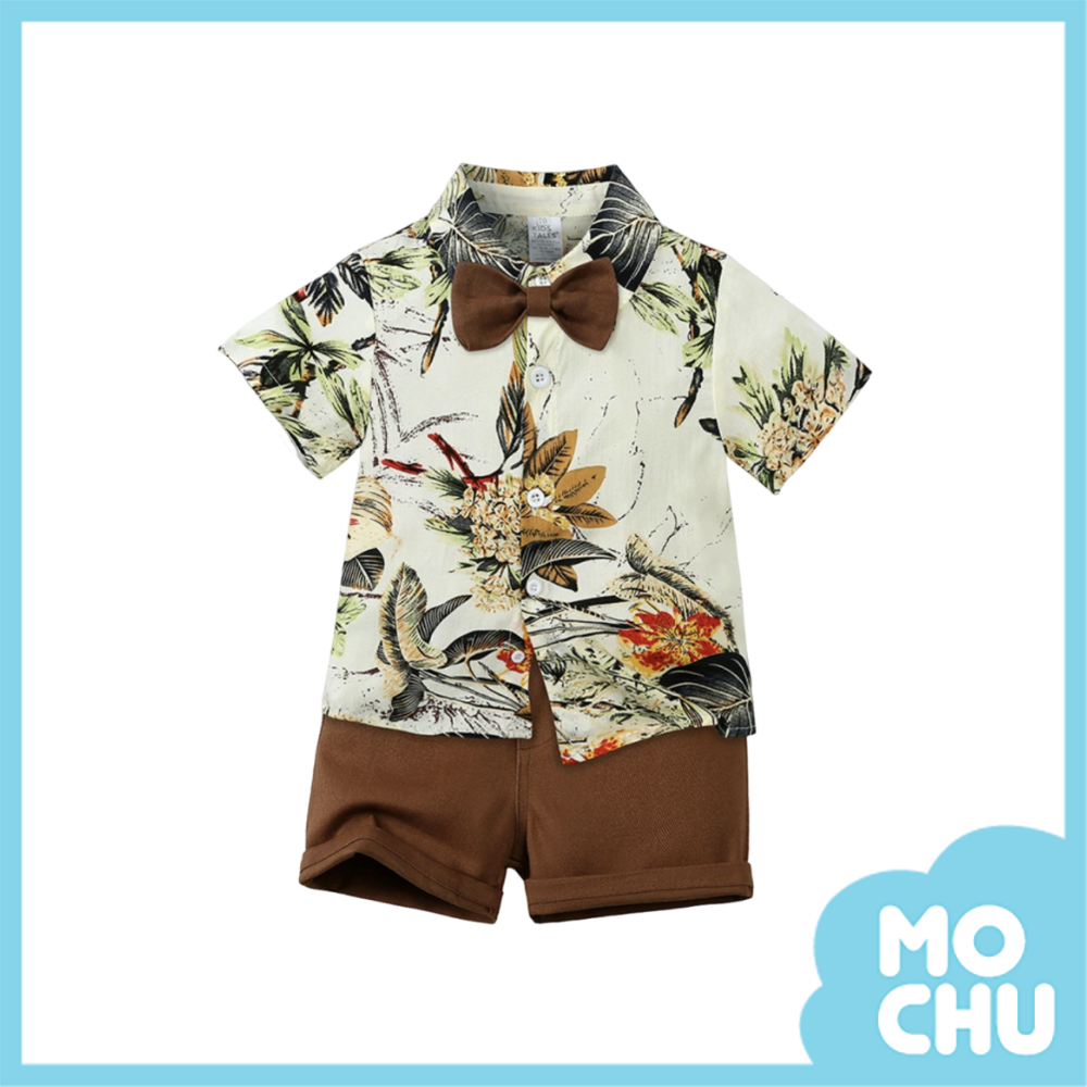 國畫風花襯衫套裝