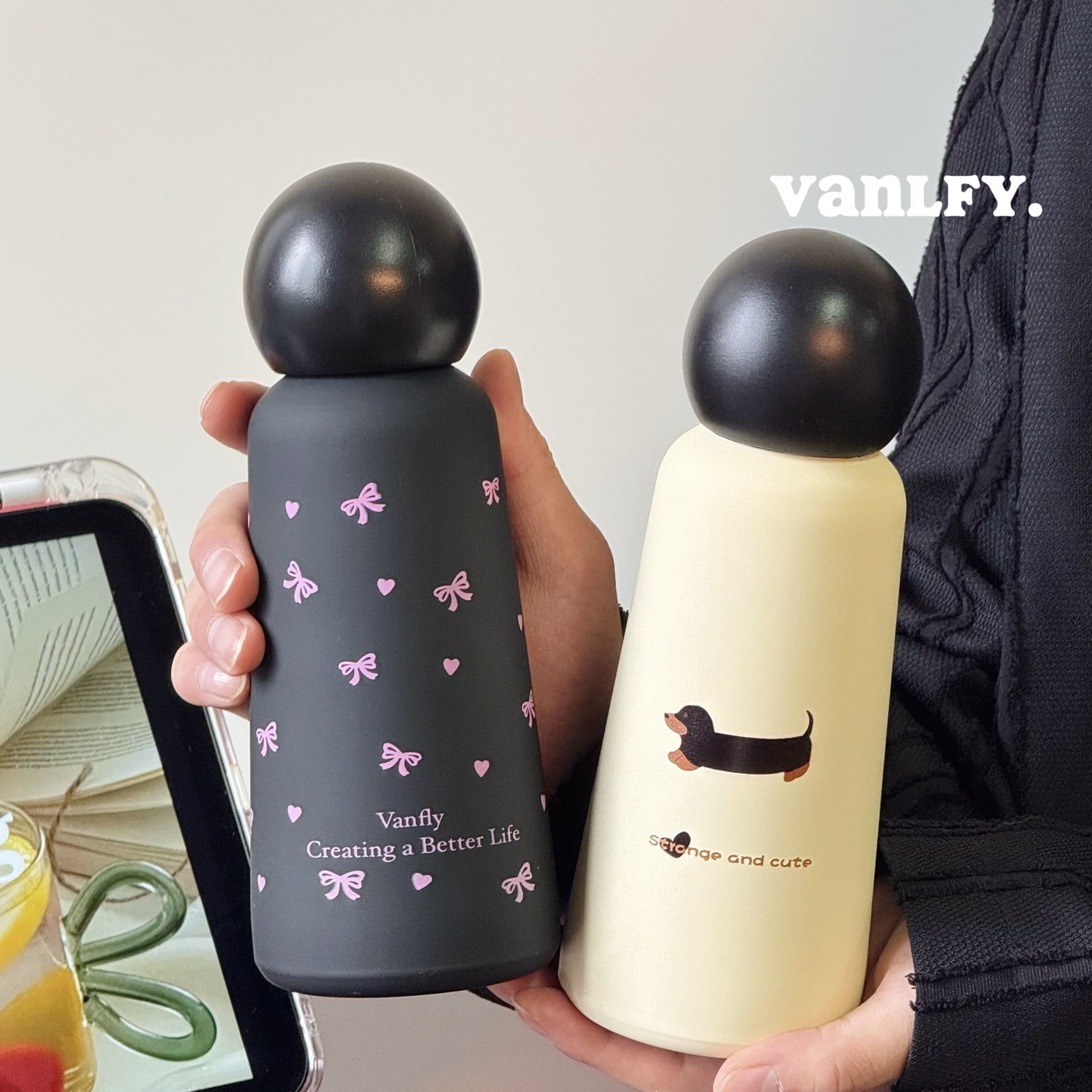 350ML Black & Pink 316 Stainless Steel Thermal Flask