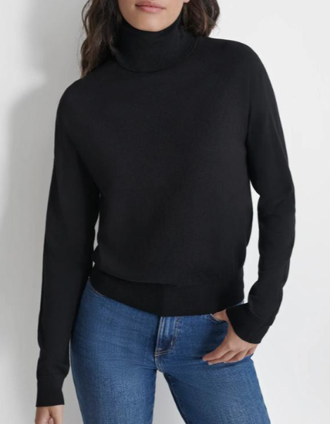[S] DKNY BLACK TURTLENECK SWEATER, DJ4R0515-BLK FINAL SALE (SD1342)