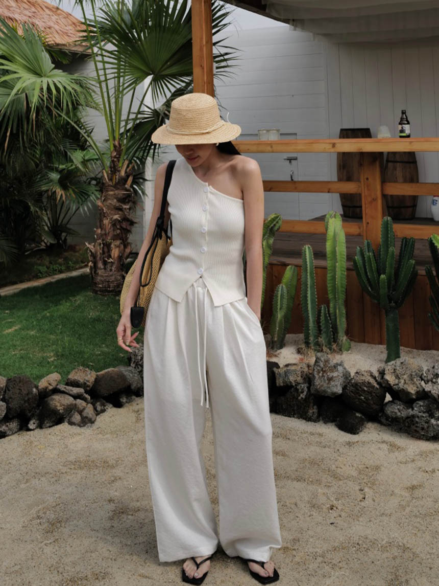 抽繩窄腰亞麻褲*2色