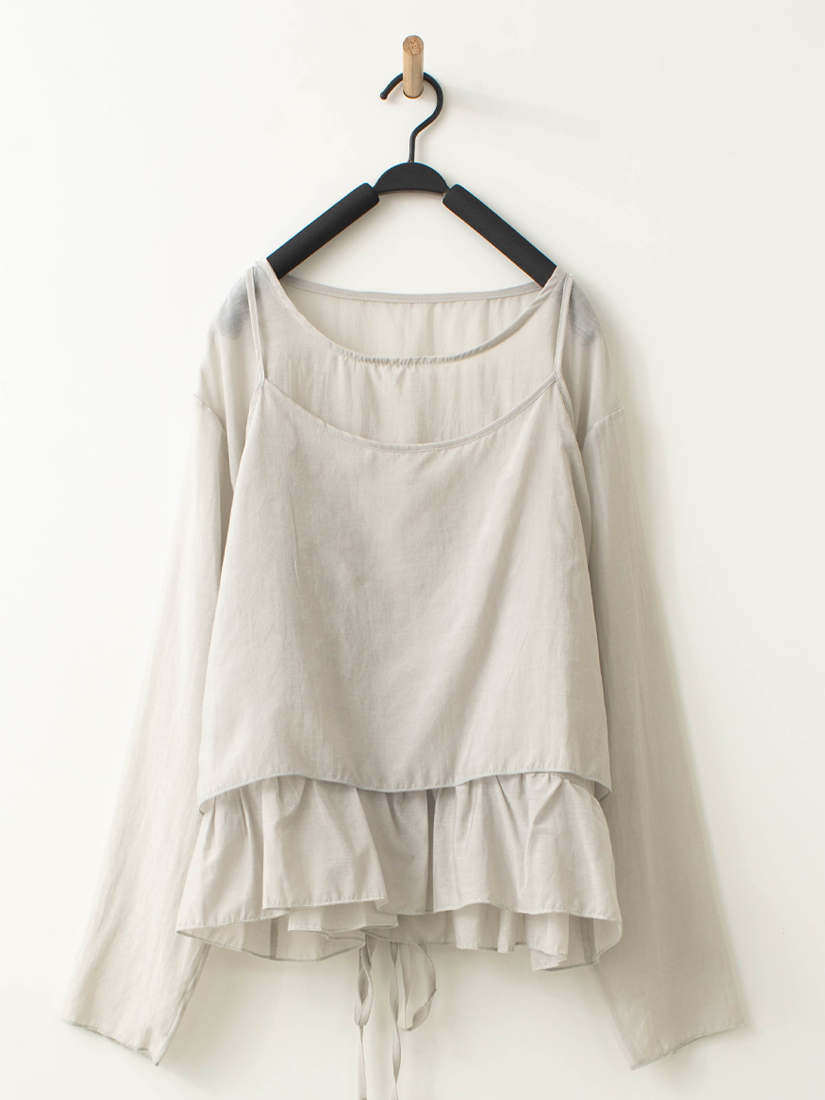 荷葉綁帶兩件式上衣鬆緊腰打褶短褲組合