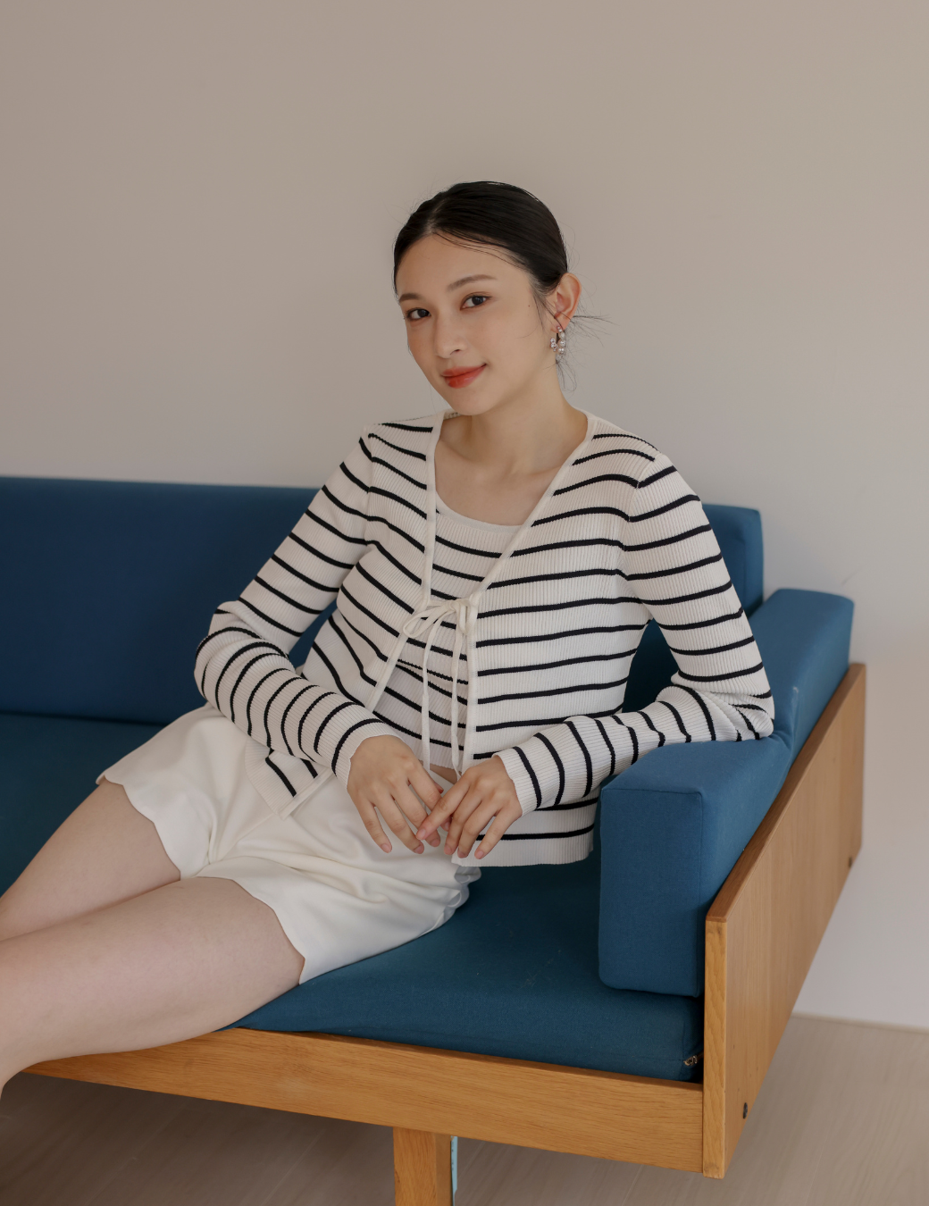 條紋背心兩件式套組（白色/3尺寸）