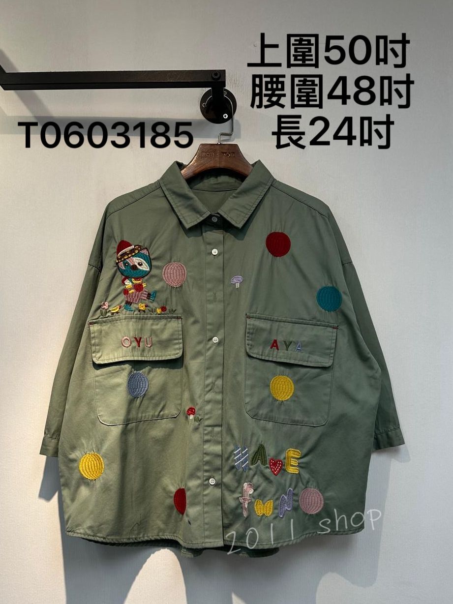 出口日本卡通貓貓刺繡恤衫  上圍50吋  腰圍48吋 長24吋  T0603185