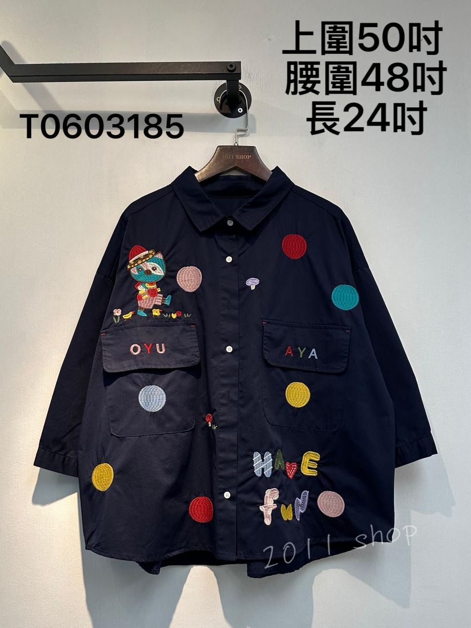 出口日本卡通貓貓刺繡恤衫  上圍50吋  腰圍48吋 長24吋  T0603185