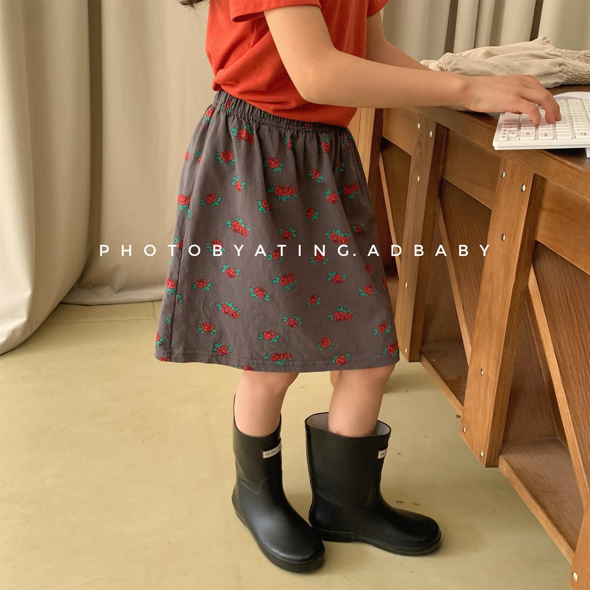 兩色甜美花朵裙