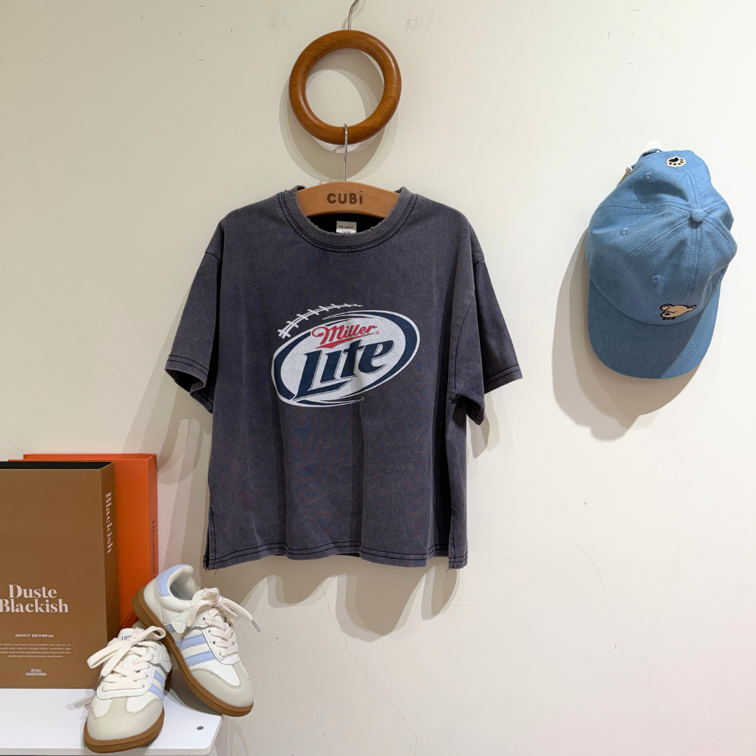 26夏 不收邊復古水洗T (大童)