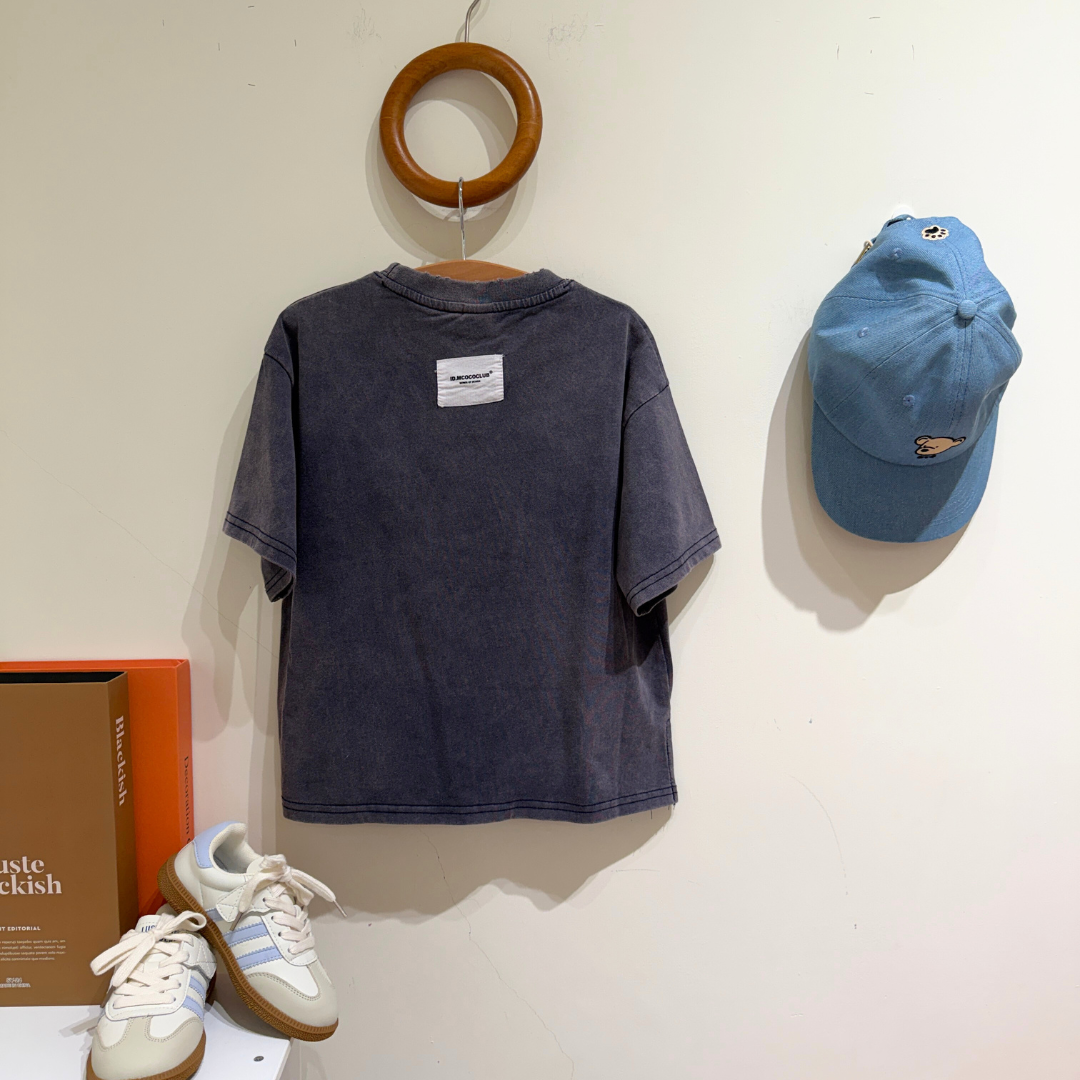 26夏 不收邊復古水洗T (大童)